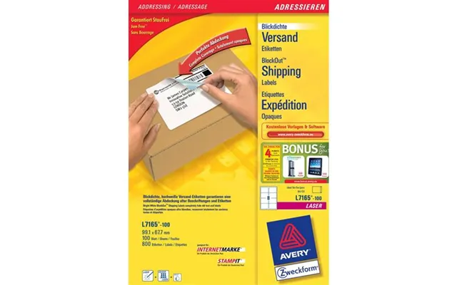 Avery L7165-100 Self-adhesive Label White 800 Pc S