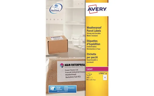 Avery Weatherproof Shipping Labels Self-adhesive Label White 200 Pc S
