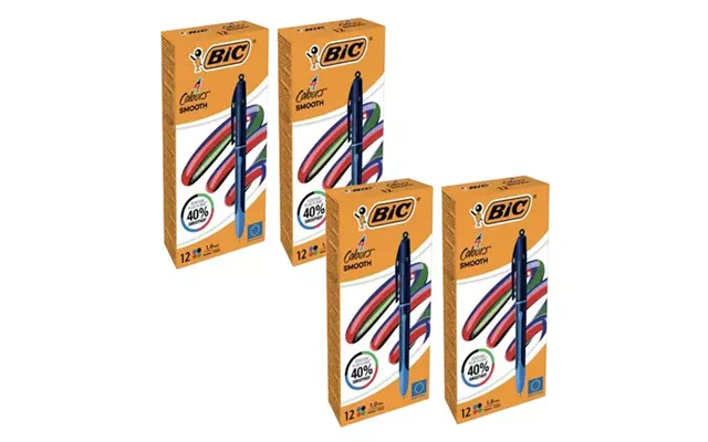 Bic 4 Colours Smooth Pro Black Barrel Ballpoint Pen 1.0mm Tip 0