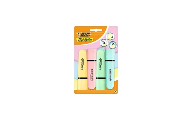 Bic Tank Highlighters Chisel Tip 1.2mm Pastel Yellow Pink Green & Blue Colours Pack 4 - 517953