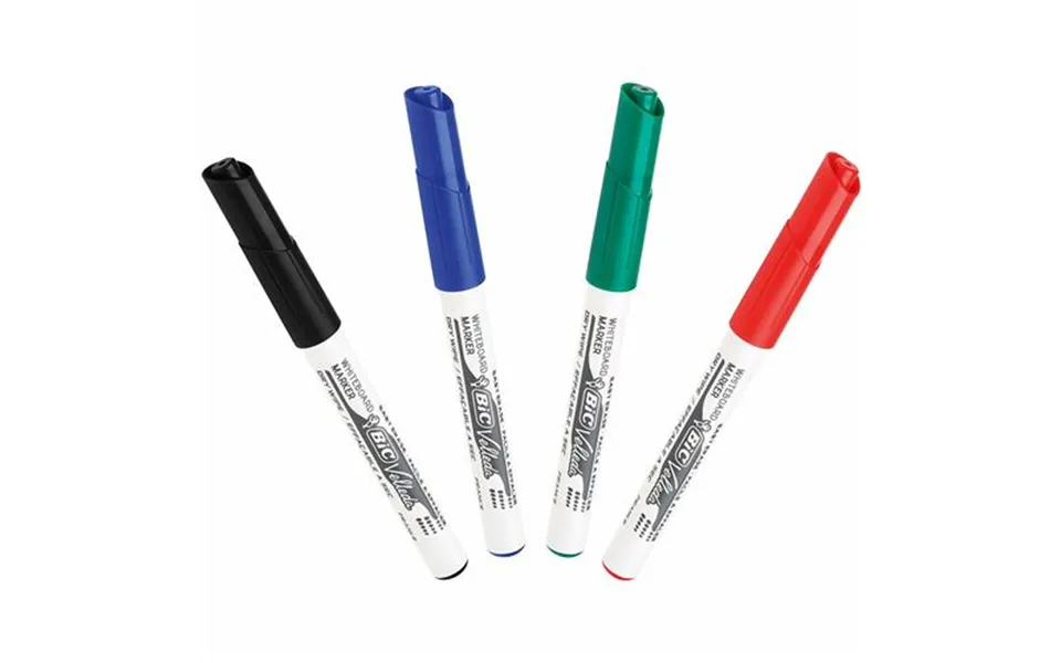 Bic Velleda 1741 Marker 4 Pc S Bullet Tip Black Blue Green Red