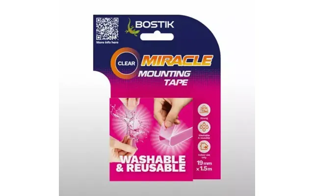 Bostik Miracle Tape Double Sided Mounting Tape Reusable 19mmx1