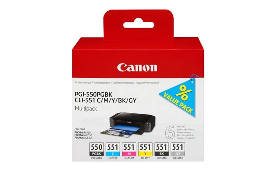 Canon Pgi-550 Cli-551 Pgbk C M Y Bk Gy 6 Ink Cartridge Multipack