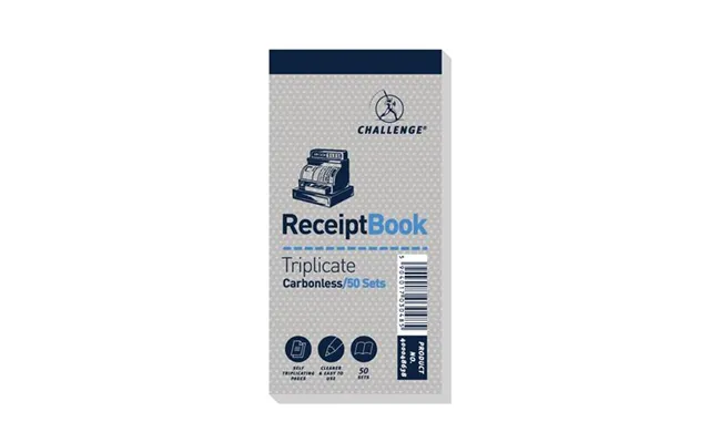 Challenge 140x70mm Triplicate Receipt Book Carbonless 1-50 Taped Cloth Binding 50 Sets Pack 10 - 400048638
