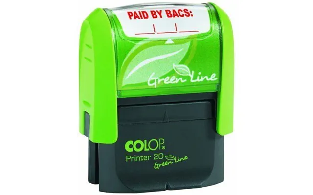 Colop P20 Green Line Eco-friendly Self-inking Paid By Bacs Word Stamp Impression Size 35x12mm Red Ink - C144837bac