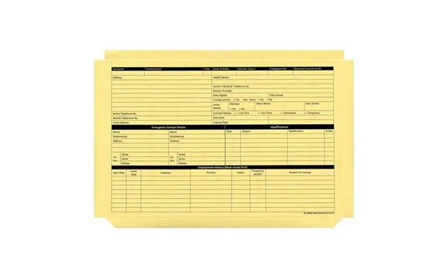 Custom Forms Personnel Pre-printed Wallet Manilla 330x235mm 270gsm Yellow Pack 50 Pwy01