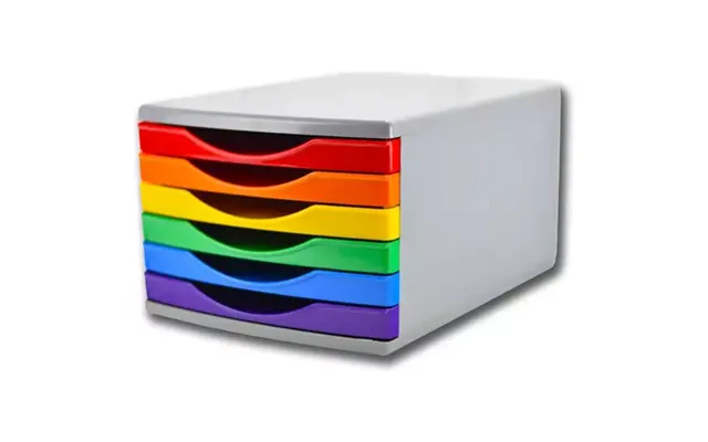 Deflecto 180mm Drawer Tower Unit 6 X 30mm Rainbow Colours - Cp146ytrbw
