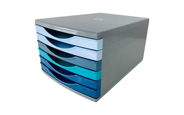 Deflecto Cool Breeze A4 Desktop Drawer Organiser 6 Drawers - 6 X 30mm Drawer Tower Unit Deep Blue And Aqua