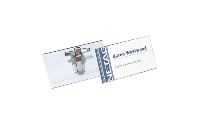 Durable Name Badge 40x75mm With Combi Clip Includes Blank Insert Cards Transparent Pack 50 - 814119
