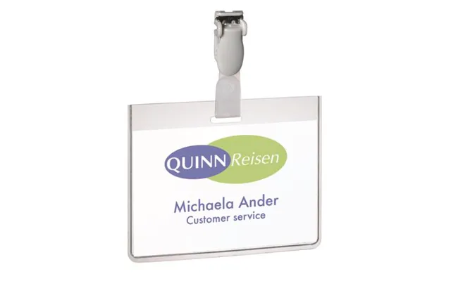 Durable Security Name Badge 60x90mm With Plastic Clip Includes Blank Insert Cards Transparent Pack 25 - 814319