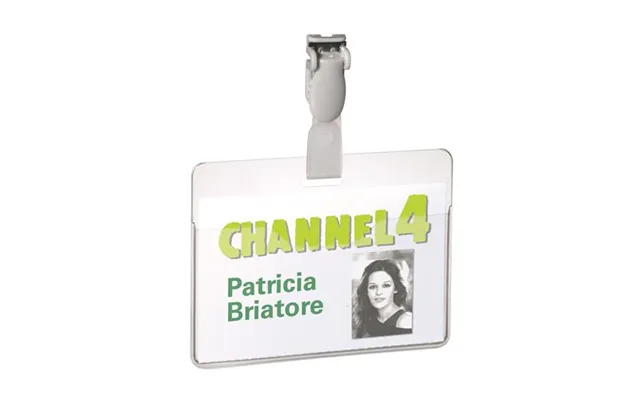 Durable Visitor Name Badge 60x90mm With Plastic Clip Includes Blank Insert Cards Transparent Pack 25 - 814719