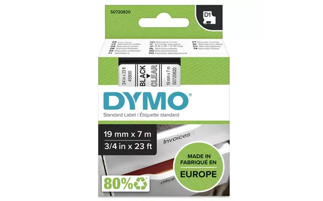 Dymo Authentic D1 Labels Black Print On Clear Tape 19 Mm X 7 M Self-adhesive Labels For Labelmanager Label Makers Made I