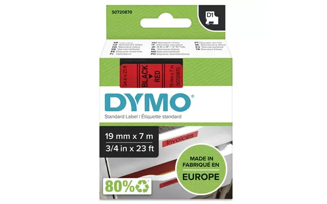 Dymo Authentic D1 Labels Black Print On Red Tape 19 Mm X 7 M Self-adhesive Labels For Labelmanager Label Makers Made In 