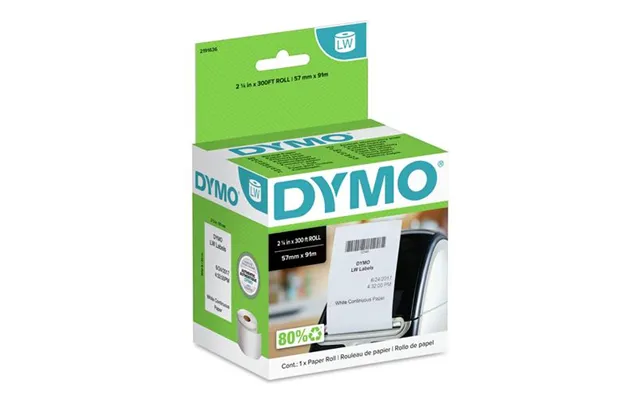 Dymo Authentic Labelwriter Continuous Labels 57 Mm X 91 Metres 2 1 4 In X 300 Ft Labels For Labelwriter Label Printers 1