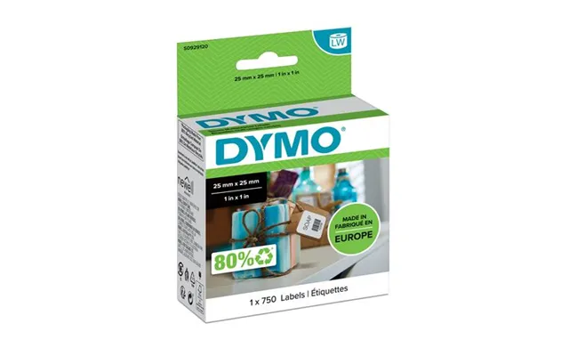 Dymo Authentic Labelwriter Small Multi-purpose Labels 25mm X 25mm Roll Of 750 Easy-peel Labels Self-adhesive For Labelwr
