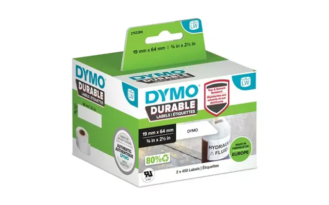 Dymo Labelwriter Durable Industrial Labels 19mm X 64mm White Poly 2 Rolls Of 450 900 Self-adhesive Labels Authentic For 