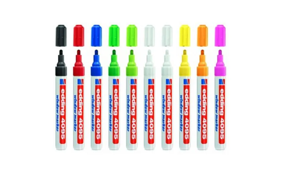 Edding 4095 Chalk Marker Black Blue Green Orange Pink Red White Yellow 10 Pc S