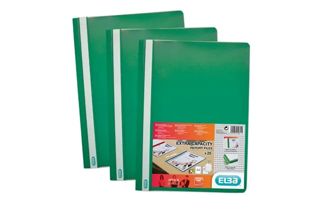 Elba Report File Clear Front Plastic Green Pack 50 400055031