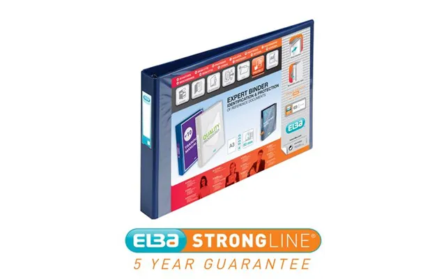 Elba Vision Ring Binder Pvc 4 D-ring A3 30mm Rings Landscape Blue 100082460