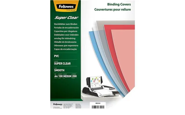 Fellowes Clear Pet Binding Cover 200 Micron A4 Pack 100 5384701