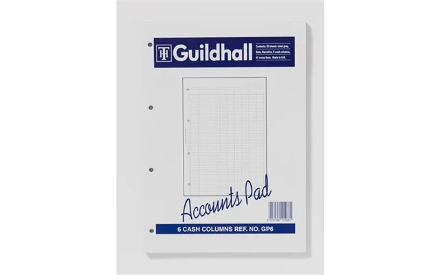 Guildhall A4 Ruled Account Pad With 6 Cash Columns And 60 Pages White Gp6z
