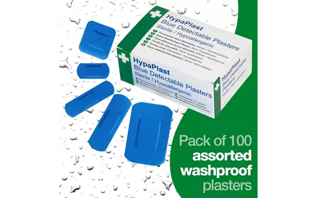 Hypaplast Blue Metal Detectable Plasters Assorted Sizes Pack 100 - D7010 product image