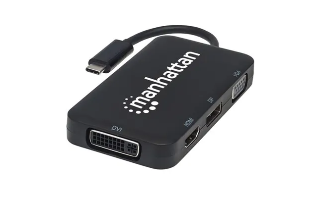 Manhattan Usb-c Dock Hub Ports X4 Displayport Dvi-i Hdmi Or Vga Note Only One Port Can Be Used At A Time External Power 