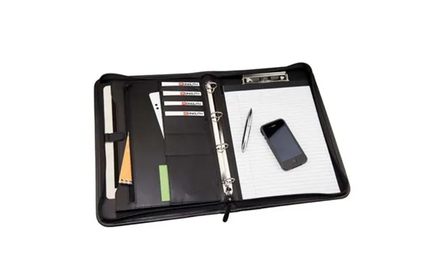 Monolith A4 Conference Folder And Pad Clip Leather Look Black 2926