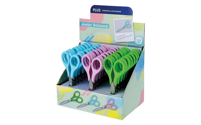 Plus By Pentel Junior Scissors Display Pack Stainless Steel 155mm Assorted Pastel Colours Pack 24 35416