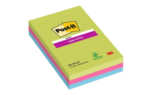 Post-it 7100235020 Note Paper Rectangle Blue Green Pink 90 Sheets Self-adhesive