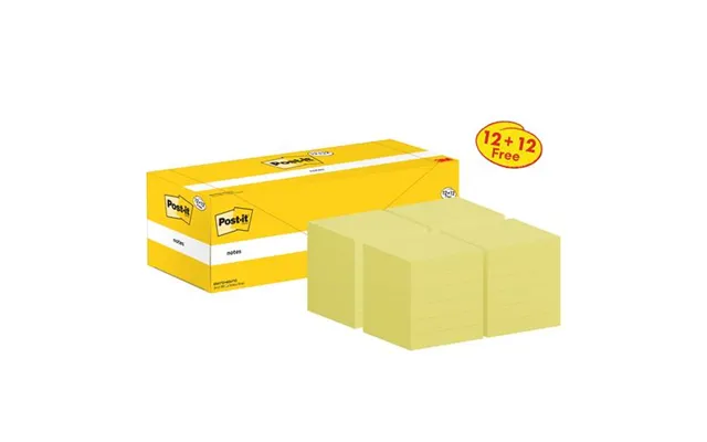 Post-it Notes Value Pack 76 Mm X 76 Mm 12 Pads 12 Free Canary Yellow Pack 24 - 7100290172