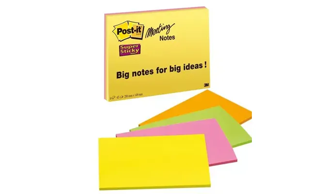 Post-it Super Sticky Meeting 200x149mm Neon Ast Pack Of 4 6845-ssp