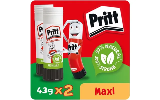Pritt Original Glue Stick Sustainable Long Lasting Strong Adhesive Solvent Free 43g Maxi Pack 2 - 2741552