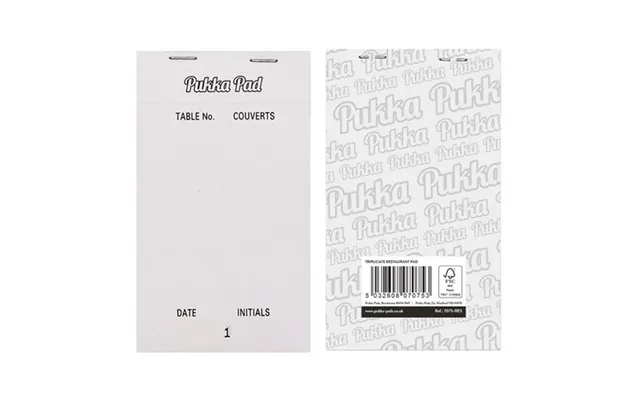 Pukka Pads Restaurant Pad Ncr Triplicate Numbered Pages 95mm X 165mm White Pack 5 - 7075-res