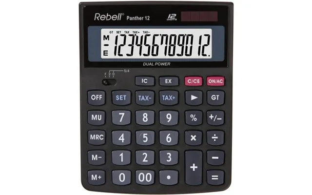 Rebell Re-panther 12 Bx 12 Digit Desktop Calculator Black - Re-panther 12 Bx