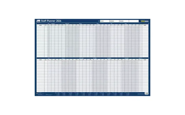 Sasco 2026 Staff Year Wall Planner 915w X 610mmh With Wet Wipe Pen & Sticker Pack Board Mounted - 2410275