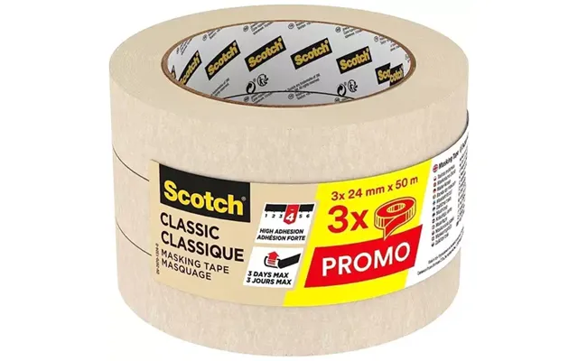 Scotch Classic Masking Tape 24mm X 50m Pack 3 - 7100212740
