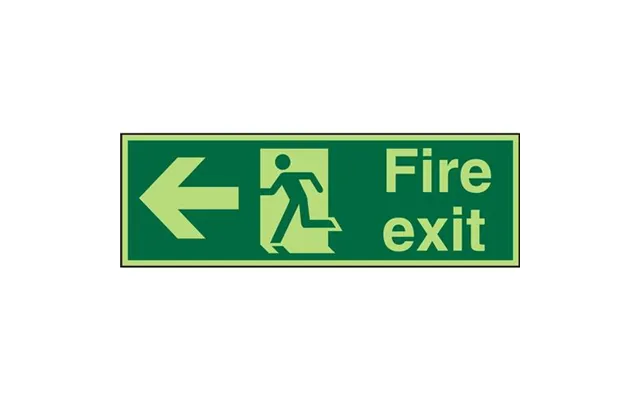 Seco Photoluminescent Safe Procedure Safety Sign Fire Exit Man Running And Arrow Pointing Left Glow In The Dark 450 X 15
