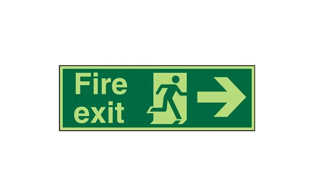 Seco Photoluminescent Safe Procedure Safety Sign Fire Exit Man Running And Arrow Pointing Right Glow In The Dark 450 X 1