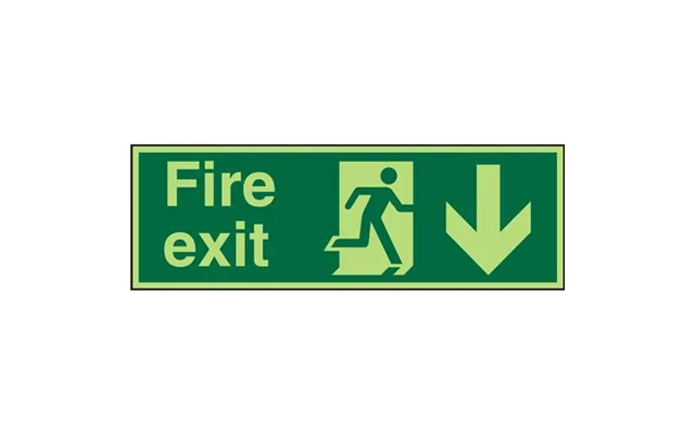 Seco Photoluminescent Safe Prodecure Safety Sign Fire Exit Man Running Right And Arrow Pointing Down Glow In The Dark 45