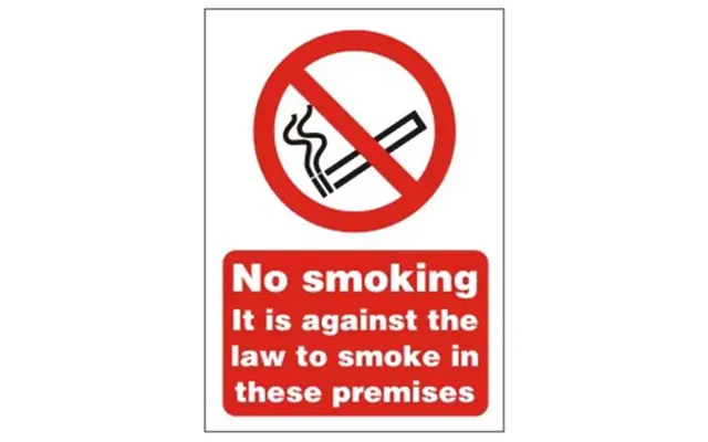 Seco Prohibition Safety Sign No Smoking It Is Against The Law To Smoke In These Premises Semi Rigid Plastic150 X 200mm -