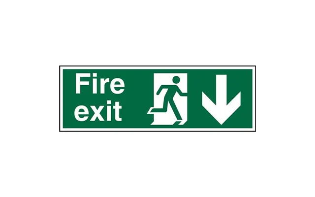 Seco Safe Procedure Safety Sign Fire Exit Man Running And Arrow Pointing Down Self Adhesive Vinyl 450 X 150mm - Sp124sav