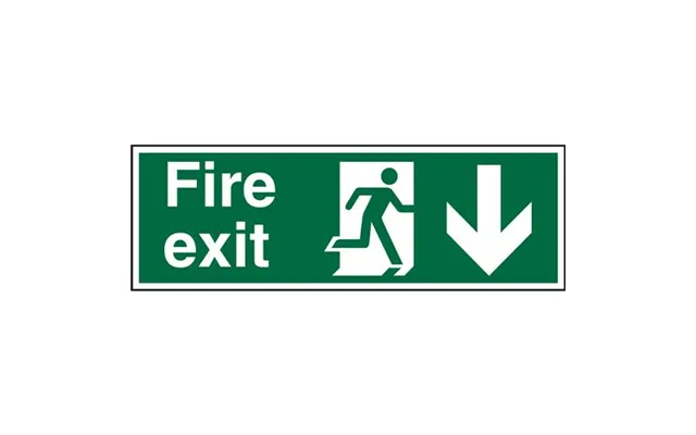 Seco Safe Prodecure Safety Sign Fire Exit Man Running Right And Arrow Pointing Down Semi Rigid Plastic 450 X 150mm - Sp1