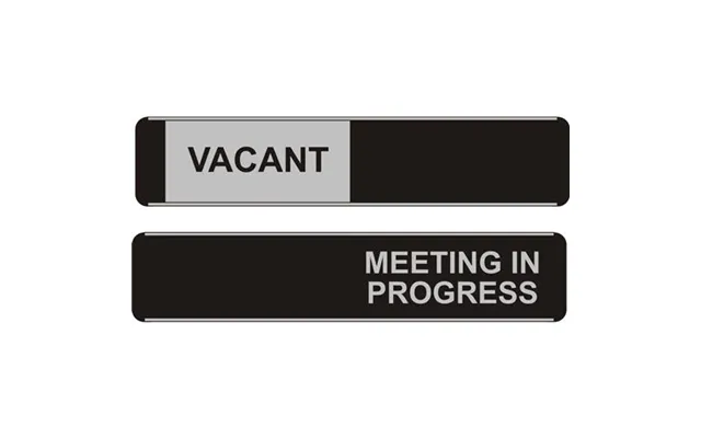 Seco Sliding Sign Vacant Meeting In Progress Door Sign Brushed Aluminium Composite 255 X 52mm - Of139