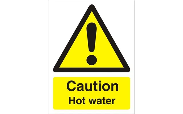 Seco Warning Safety Sign Caution Hot Water Semi Rigid Plastic 50 X 75mm Pack 5 - W0189srp50x75 P5