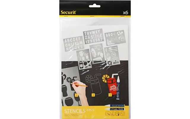 Securit Liquid Chalk Maker Stencil Set Plastic Pack 6 - Secstn-5
