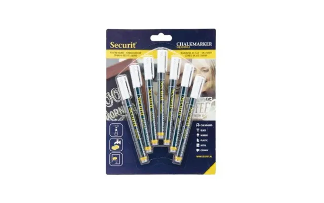 Securit Liquid Chalk Markers 1-2mm Nib White Pack 7 - Bl-sma100-v7-wt