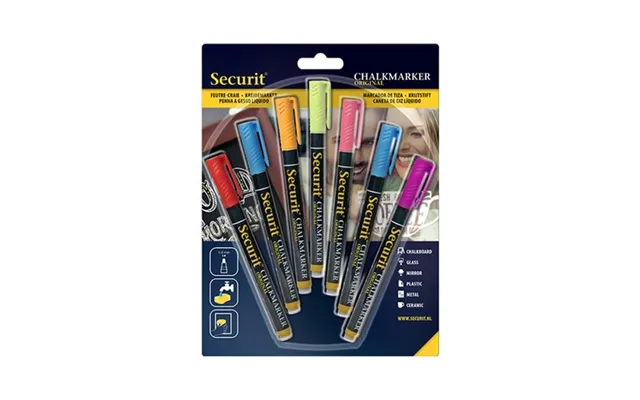 Securit Original Sma100 Chalk Marker Blue Green Orange Pink Red Violet Yellow 7 Pc S