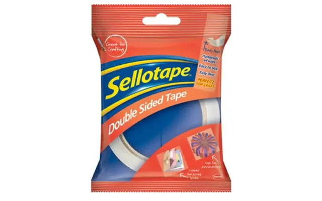 Sellotape Double Sided Tape With Strong Adhesive On Both Sides - Easy Tearing And Removable Backing Paper 12mm X 33m Pac