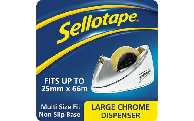 Sellotape Large Chrome Tape Dispenser Non Slip Base 25mm X 66m - 575450